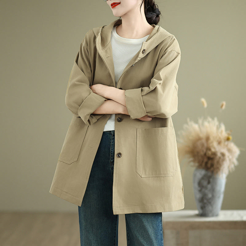 Cotton Linen Hooded Utility Jacket for Mindful Daily Wear