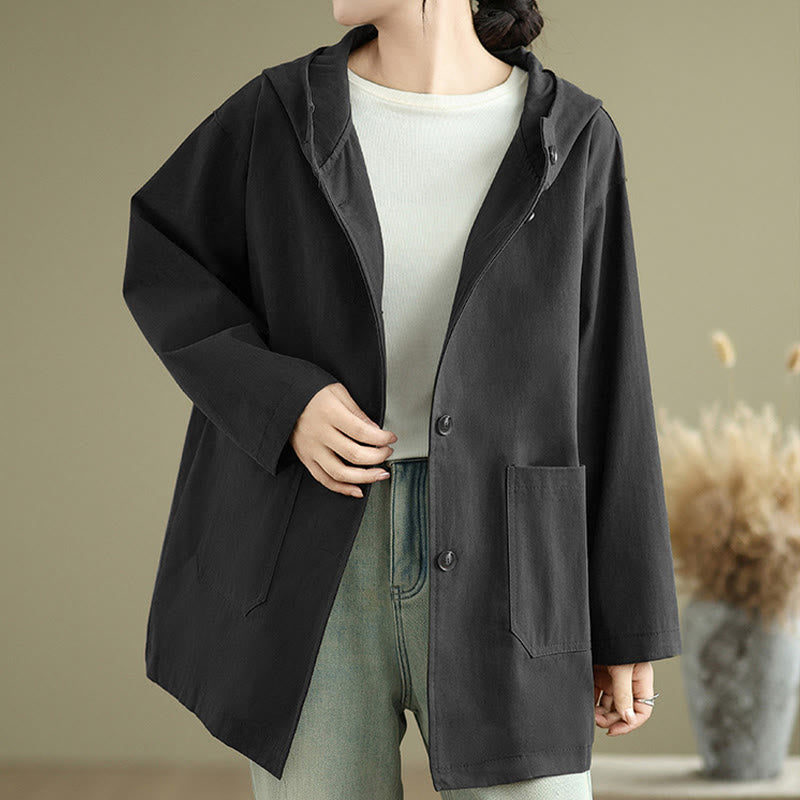 Cotton Linen Hooded Utility Jacket for Mindful Daily Wear