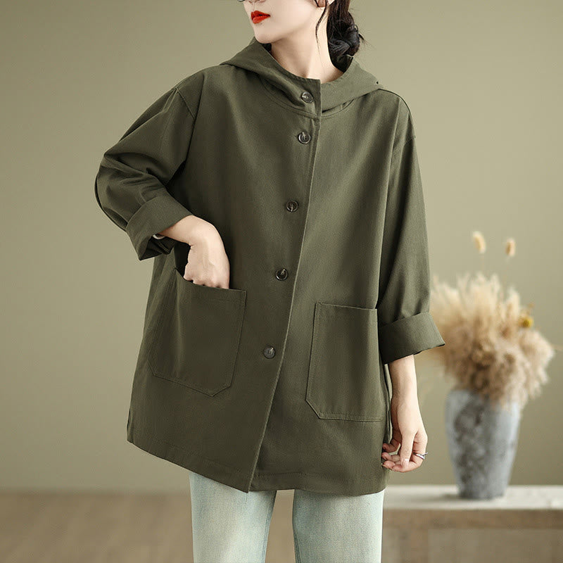 Cotton Linen Hooded Utility Jacket for Mindful Daily Wear