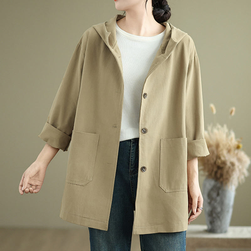 Cotton Linen Hooded Utility Jacket for Mindful Daily Wear