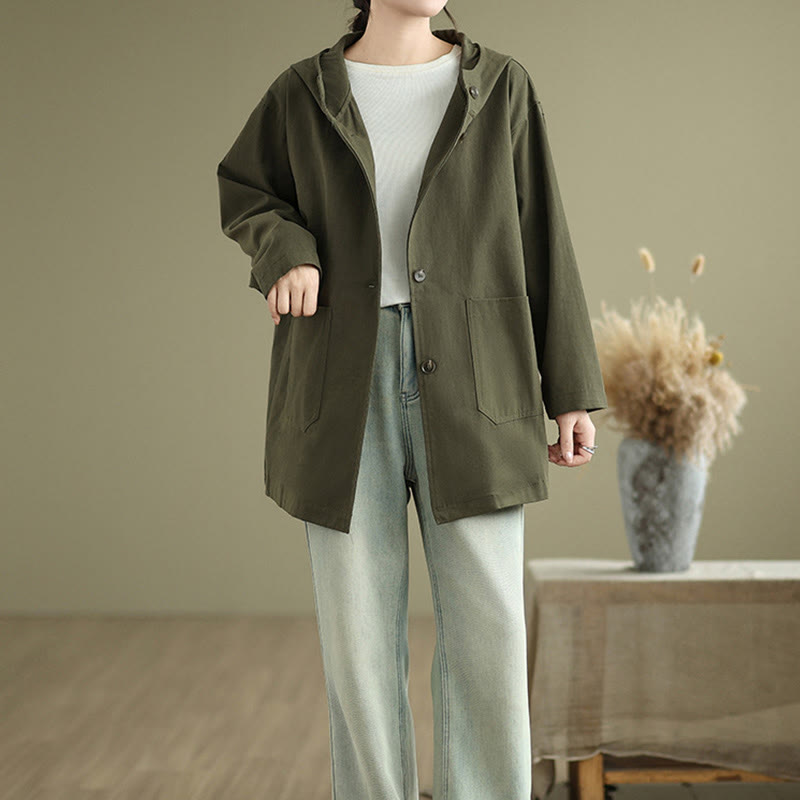Cotton Linen Hooded Utility Jacket for Mindful Daily Wear