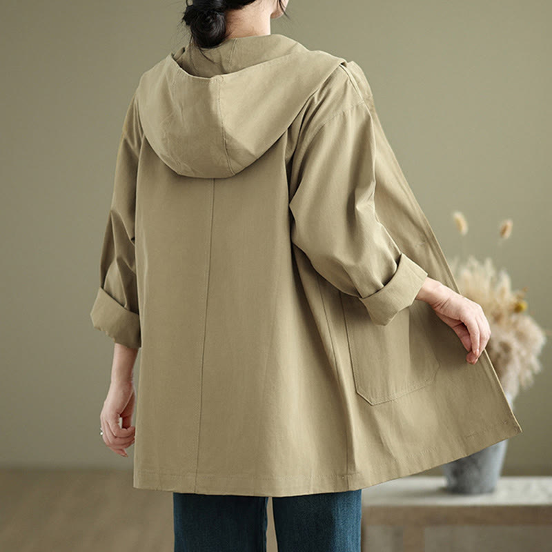 Cotton Linen Hooded Utility Jacket for Mindful Daily Wear