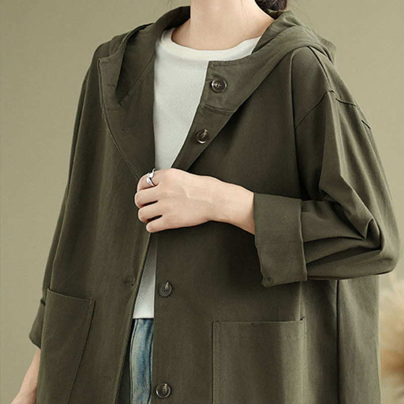 Cotton Linen Hooded Utility Jacket for Mindful Daily Wear