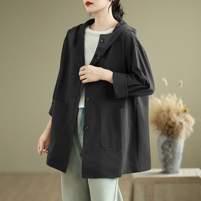 Cotton Linen Hooded Utility Jacket for Mindful Daily Wear