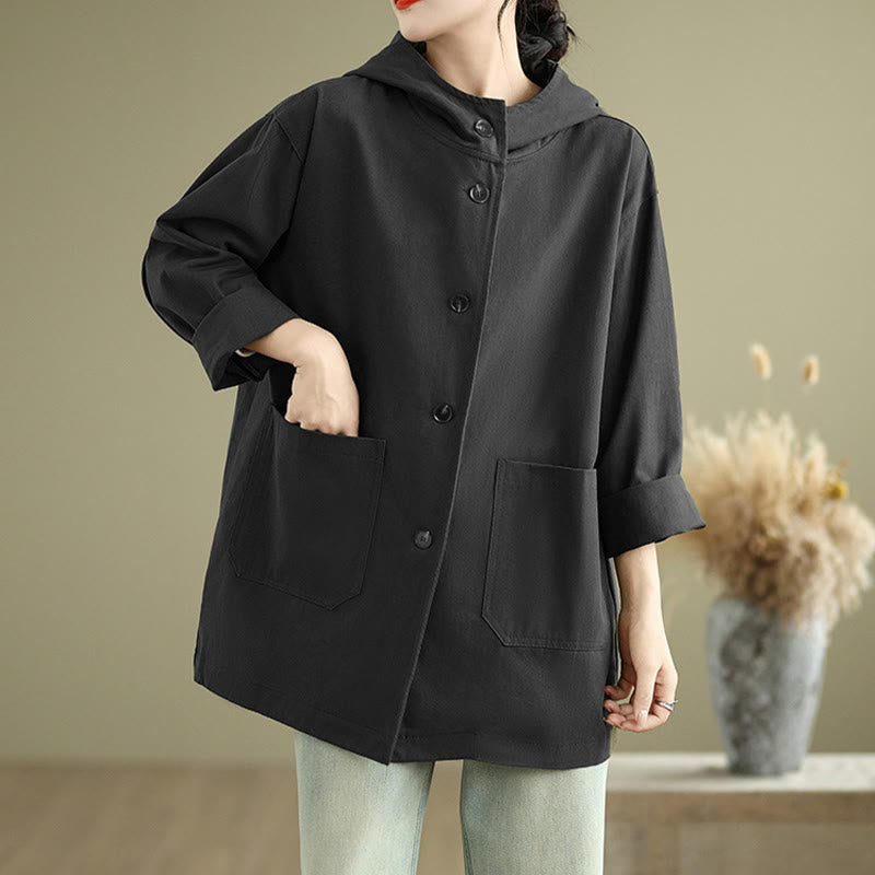 Cotton Linen Hooded Utility Jacket for Mindful Daily Wear