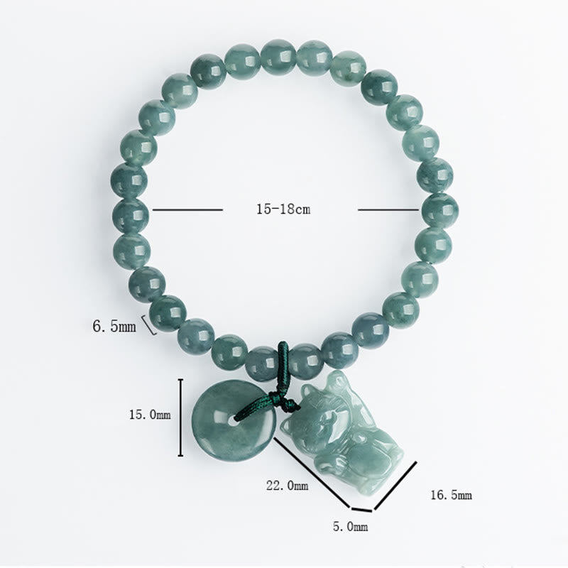 Blue Jade Peace Buckle Lucky Cat Prosperity Bracelet