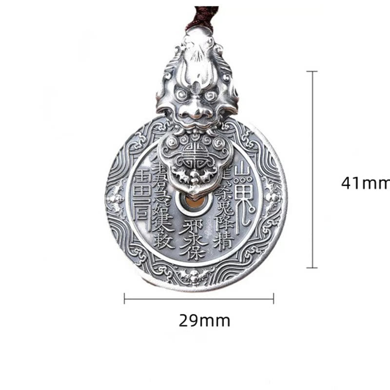Mountain Ghosts Spend Money Bagua Design Copper Pixiu Harmony Necklace Pendant