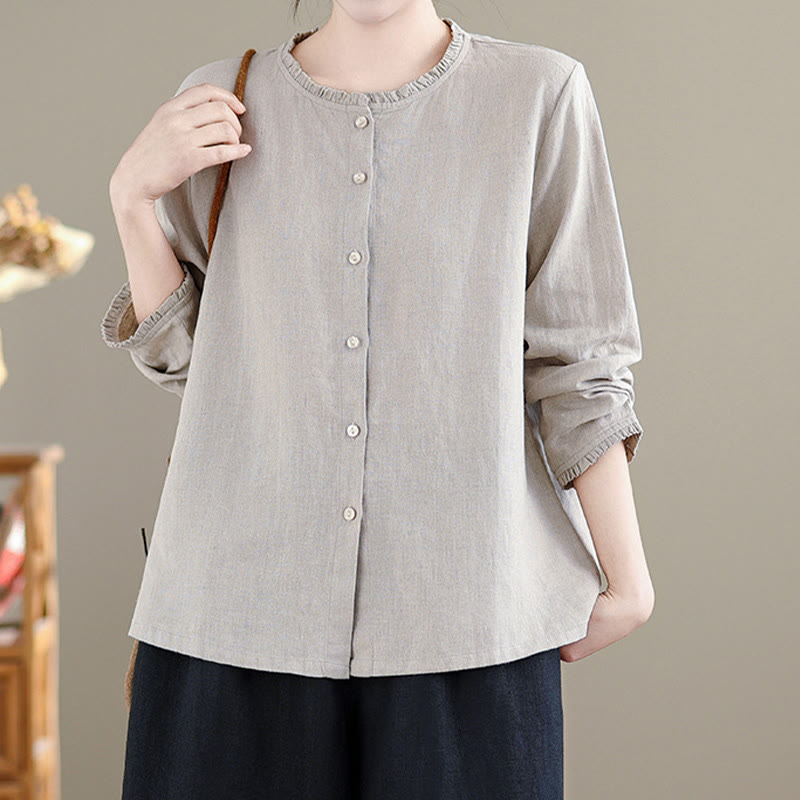 Cotton Linen Relaxed Crew Neck Mindful Shirt