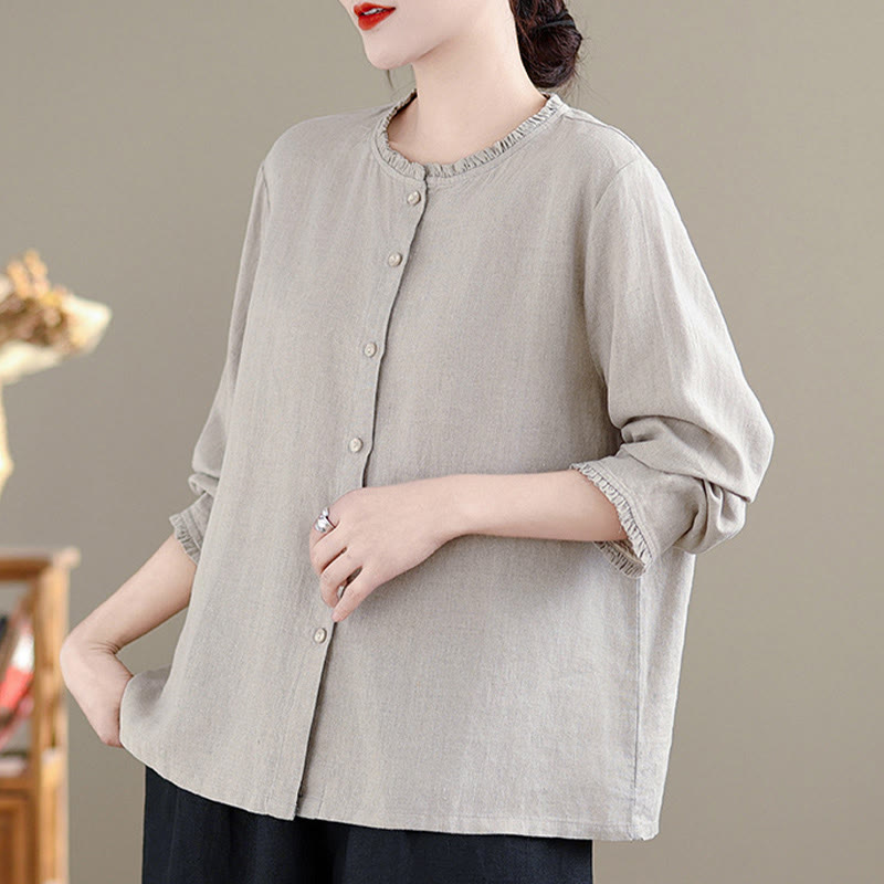 Cotton Linen Relaxed Crew Neck Mindful Shirt