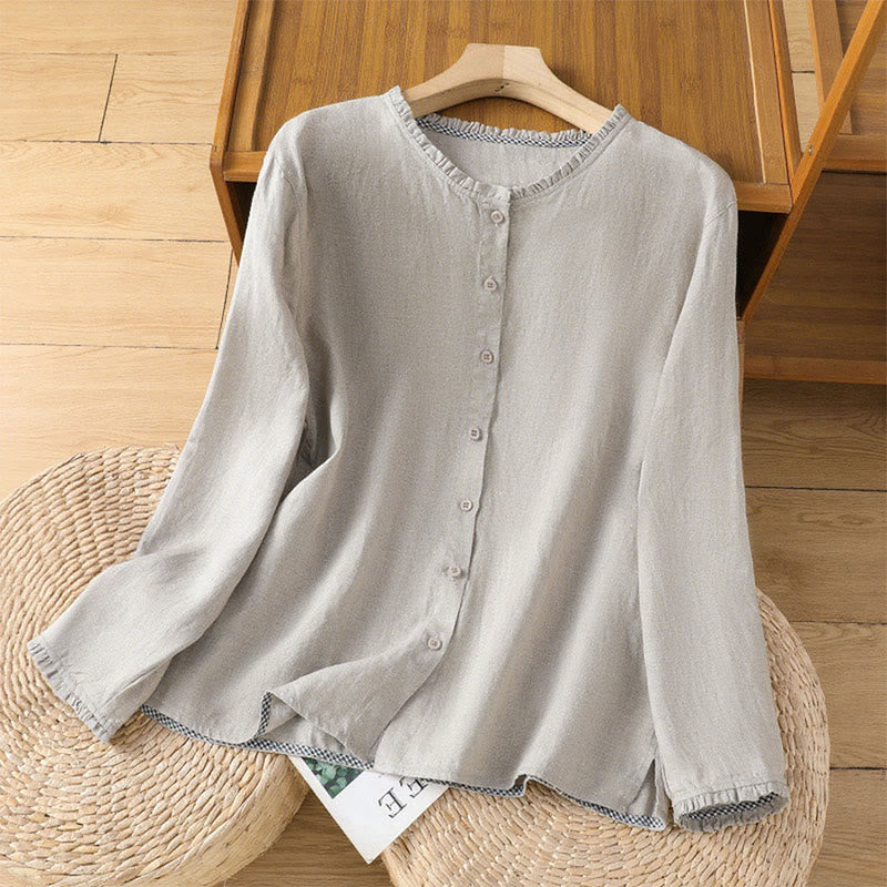 Cotton Linen Relaxed Crew Neck Mindful Shirt
