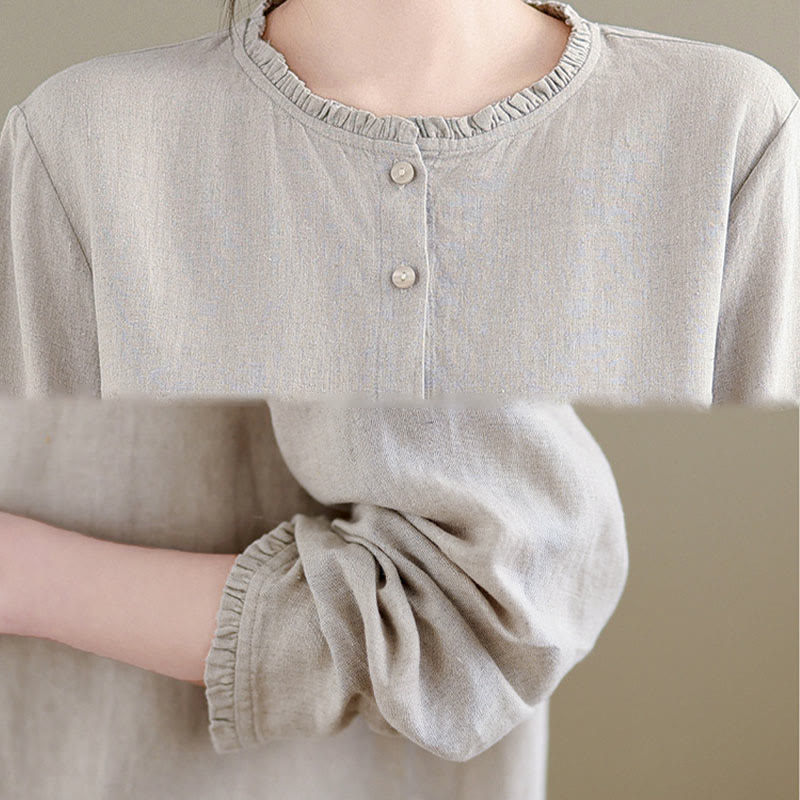 Cotton Linen Relaxed Crew Neck Mindful Shirt