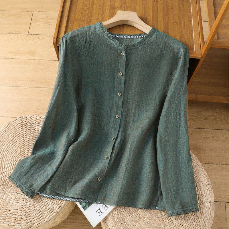 Cotton Linen Relaxed Crew Neck Mindful Shirt