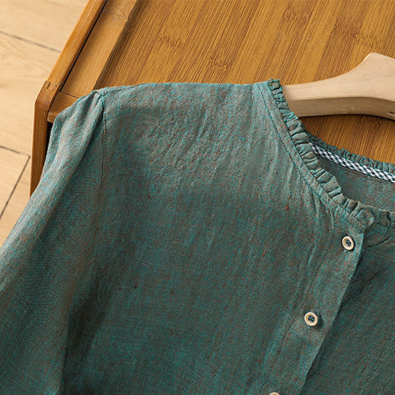 Cotton Linen Relaxed Crew Neck Mindful Shirt