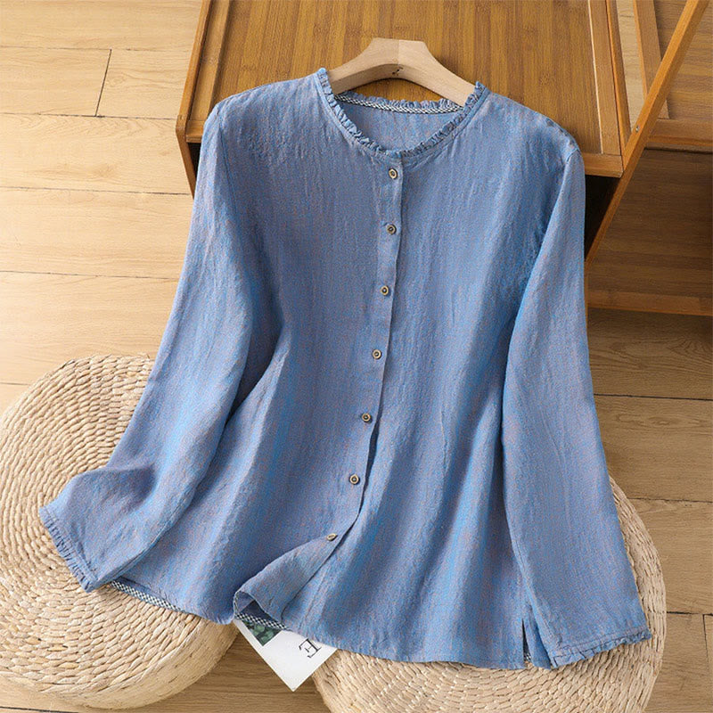 Cotton Linen Relaxed Crew Neck Mindful Shirt