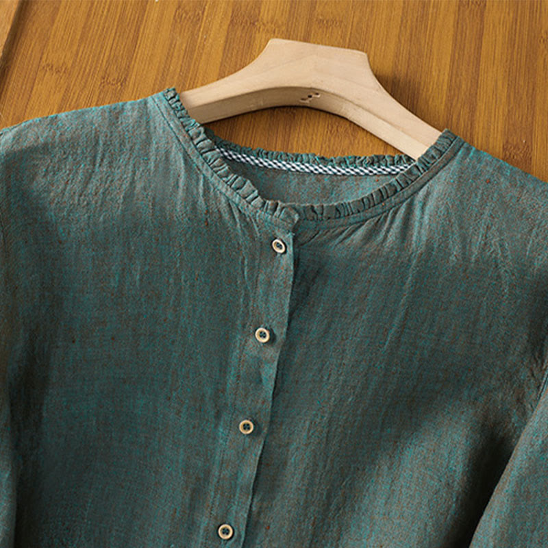 Cotton Linen Relaxed Crew Neck Mindful Shirt