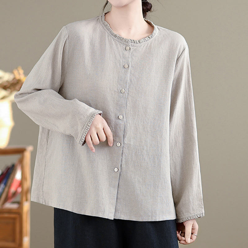 Cotton Linen Relaxed Crew Neck Mindful Shirt