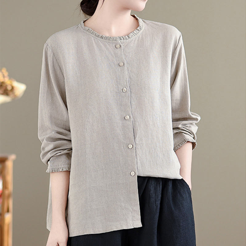 Cotton Linen Relaxed Crew Neck Mindful Shirt