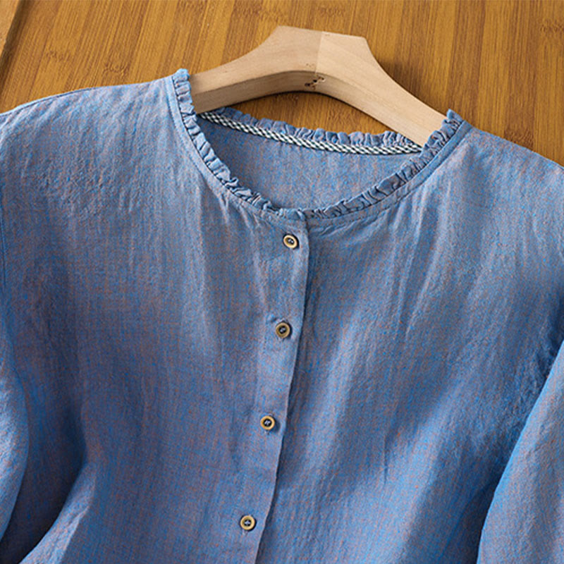 Cotton Linen Relaxed Crew Neck Mindful Shirt