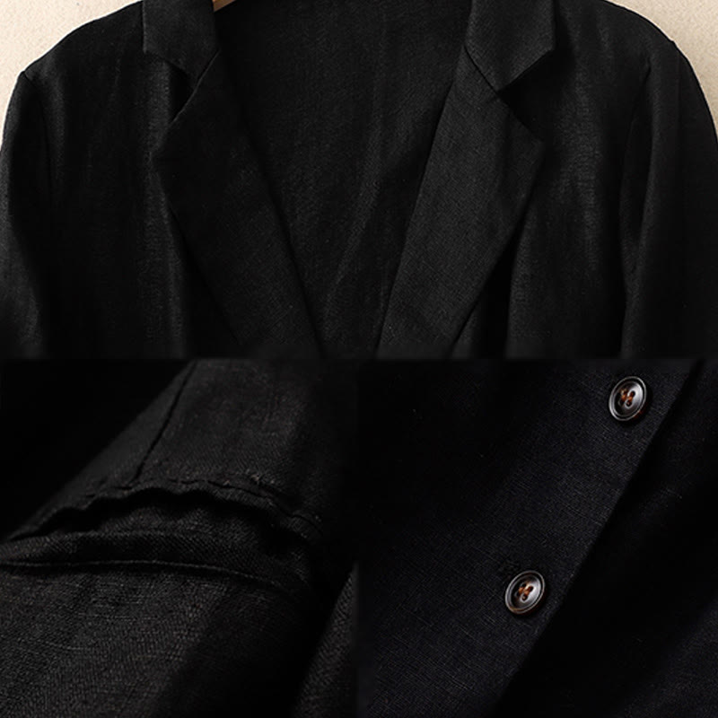 Lightweight Cotton Linen Lapel Grounding Jacket
