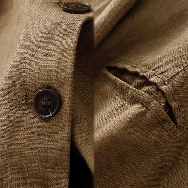 Lightweight Cotton Linen Lapel Grounding Jacket