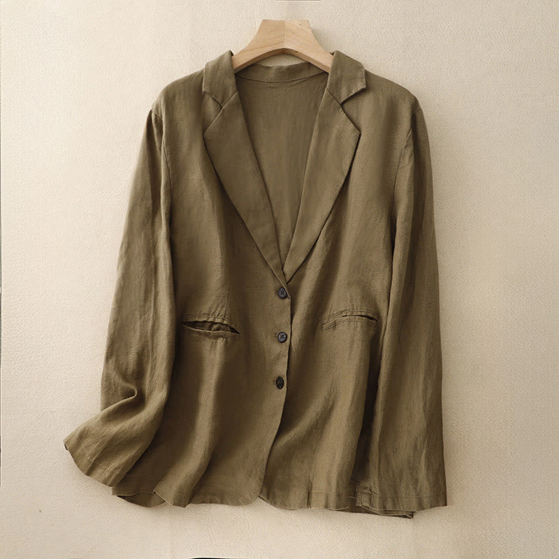 Lightweight Cotton Linen Lapel Grounding Jacket