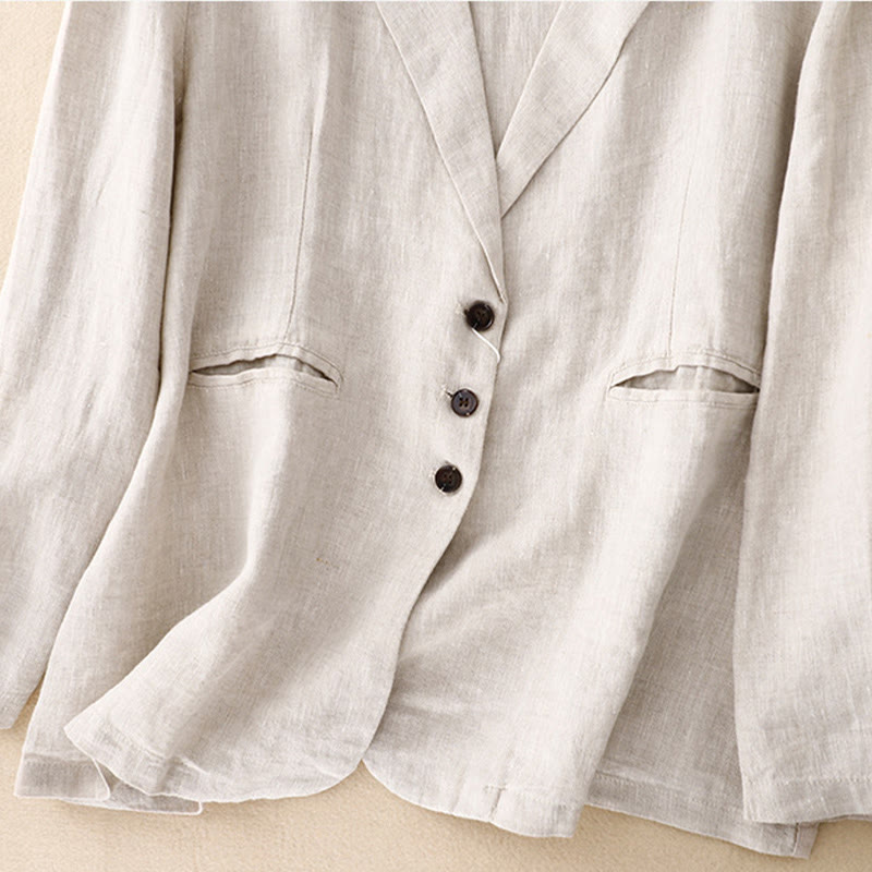 Lightweight Cotton Linen Lapel Grounding Jacket