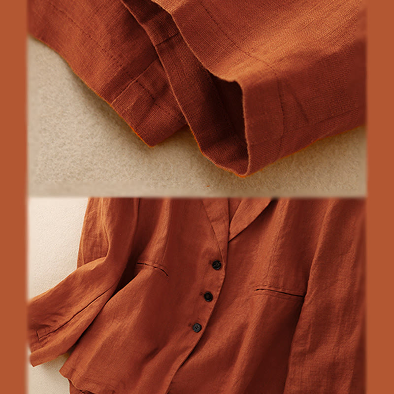 Lightweight Cotton Linen Lapel Grounding Jacket