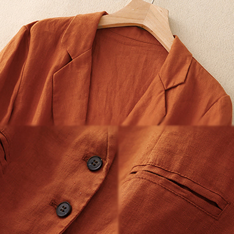 Lightweight Cotton Linen Lapel Grounding Jacket