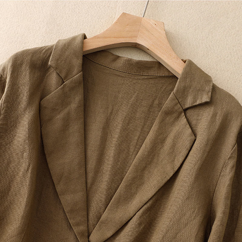 Lightweight Cotton Linen Lapel Grounding Jacket