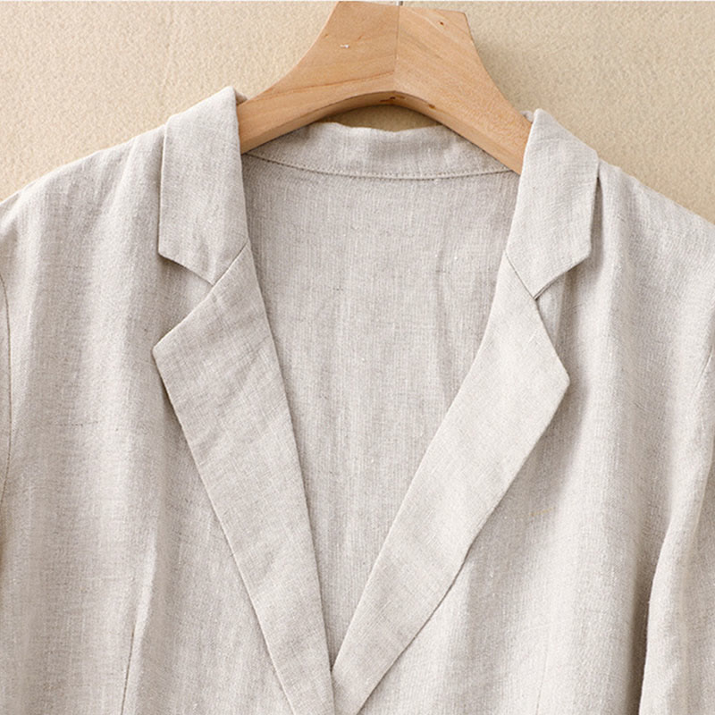 Lightweight Cotton Linen Lapel Grounding Jacket