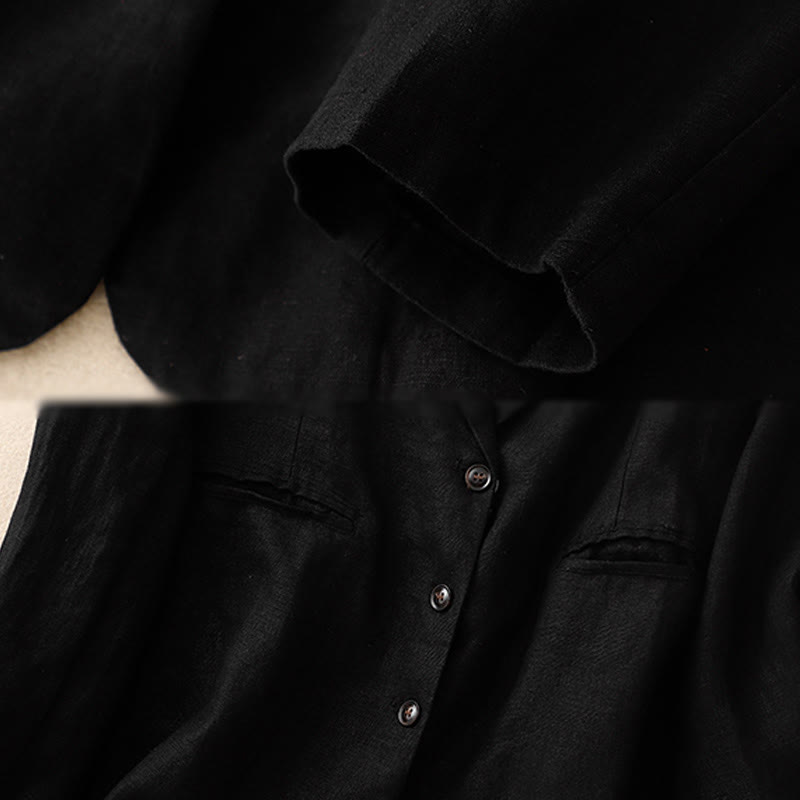 Lightweight Cotton Linen Lapel Grounding Jacket