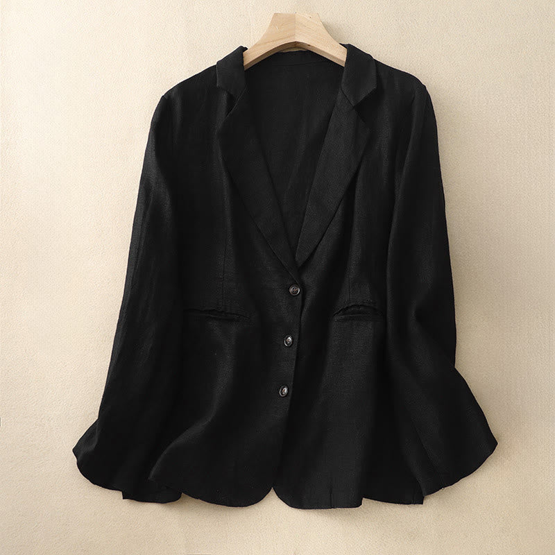 Lightweight Cotton Linen Lapel Grounding Jacket