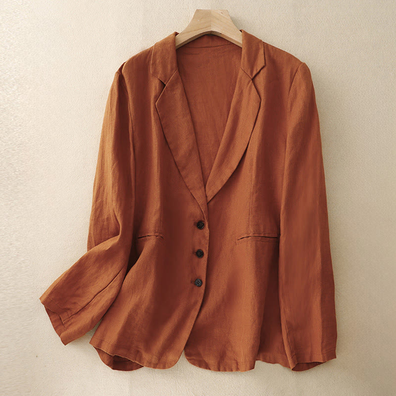 Lightweight Cotton Linen Lapel Grounding Jacket