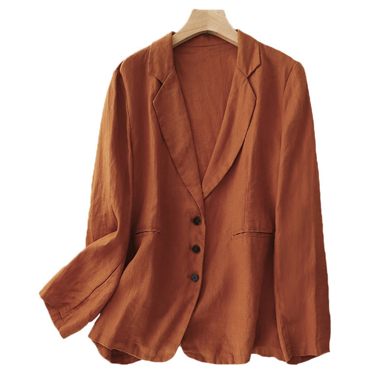 Lightweight Cotton Linen Lapel Grounding Jacket