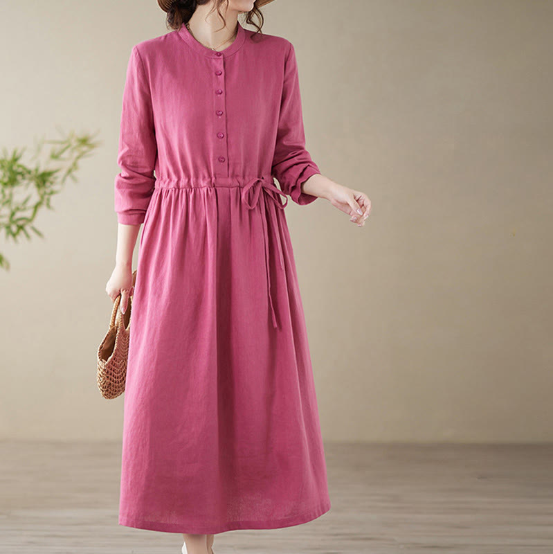 Cotton Linen Relaxed Grounding Midi Dress
