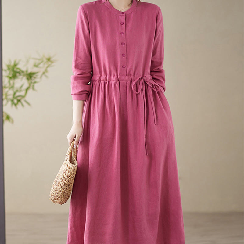 Cotton Linen Relaxed Grounding Midi Dress