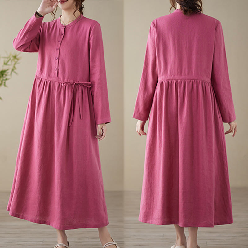 Cotton Linen Relaxed Grounding Midi Dress