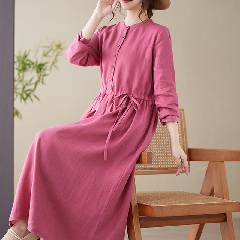 Cotton Linen Relaxed Grounding Midi Dress