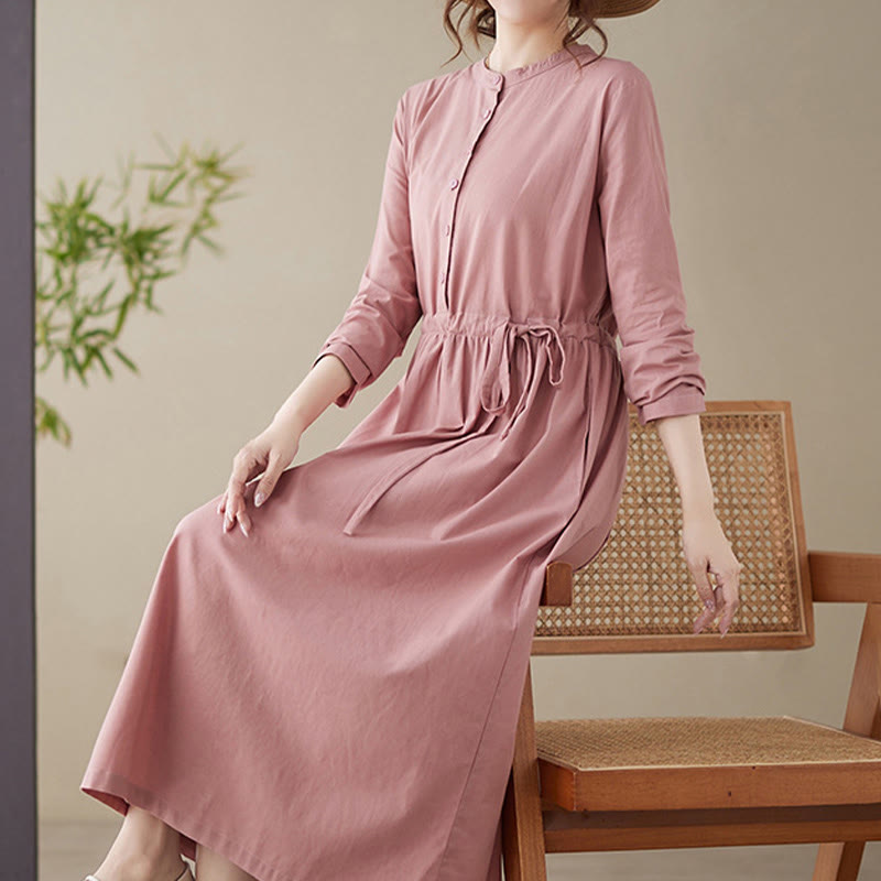 Cotton Linen Relaxed Grounding Midi Dress
