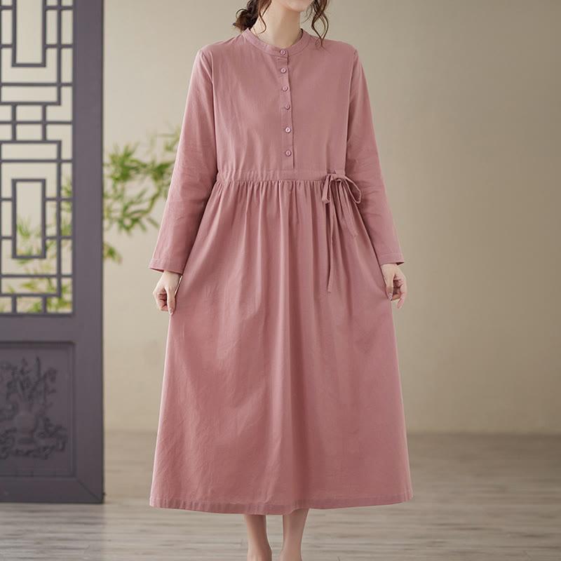 Cotton Linen Relaxed Grounding Midi Dress