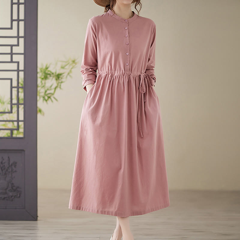 Cotton Linen Relaxed Grounding Midi Dress