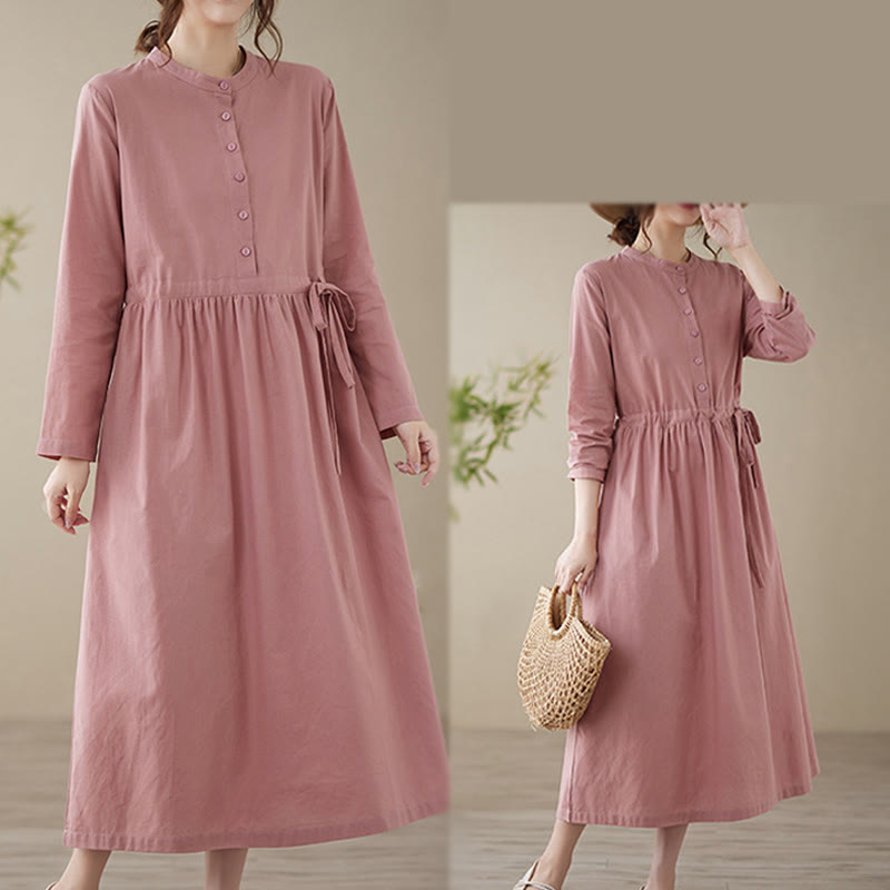 Cotton Linen Relaxed Grounding Midi Dress