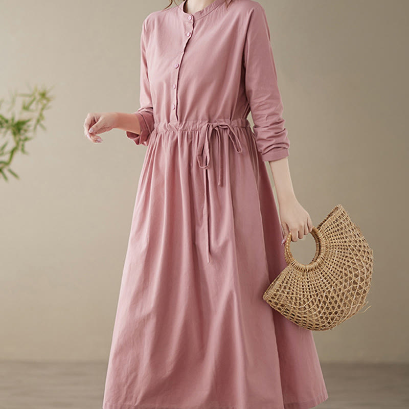 Cotton Linen Relaxed Grounding Midi Dress