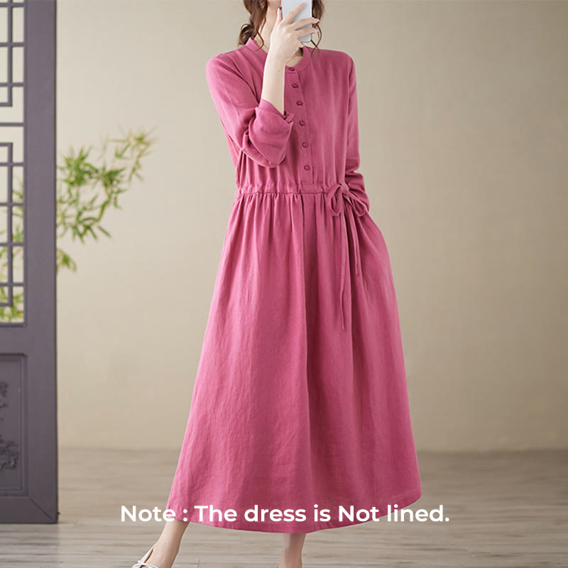Cotton Linen Relaxed Grounding Midi Dress