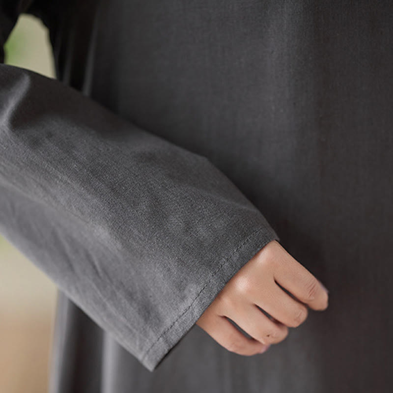Breathable Cotton Linen Relaxed Midi Dress for Mindful Living