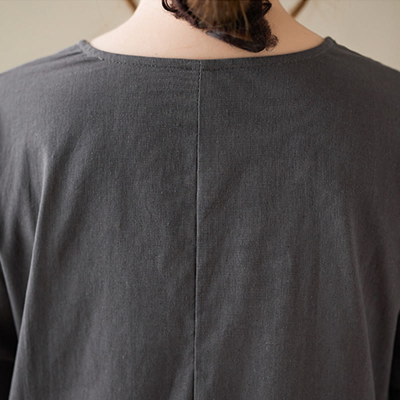 Breathable Cotton Linen Relaxed Midi Dress for Mindful Living