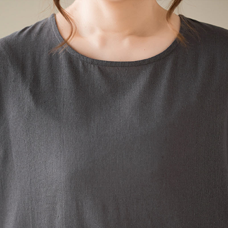 Breathable Cotton Linen Relaxed Midi Dress for Mindful Living