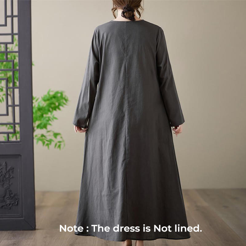 Breathable Cotton Linen Relaxed Midi Dress for Mindful Living