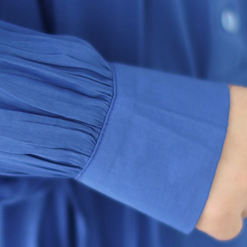 Minimalist Pleated Polyester Midi Dress for Mindful Daily Living