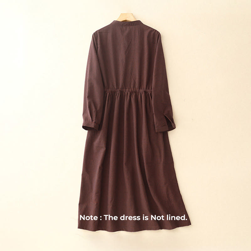 Breathable Cotton Frog-Button Mindful Lounge Midi Dress